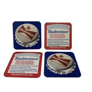 VTG Budweiser King of Beers Bottle Cap 1990s Coasters‎ 3.5" Quality Advertising